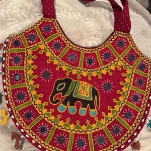 Colorful Embroidered Elephant Bag